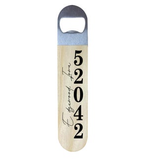Personalized White Zip City State Opener